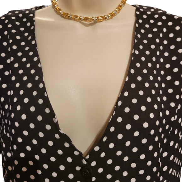 Polka-dot Dress Black and White L - Picture 3 of 12